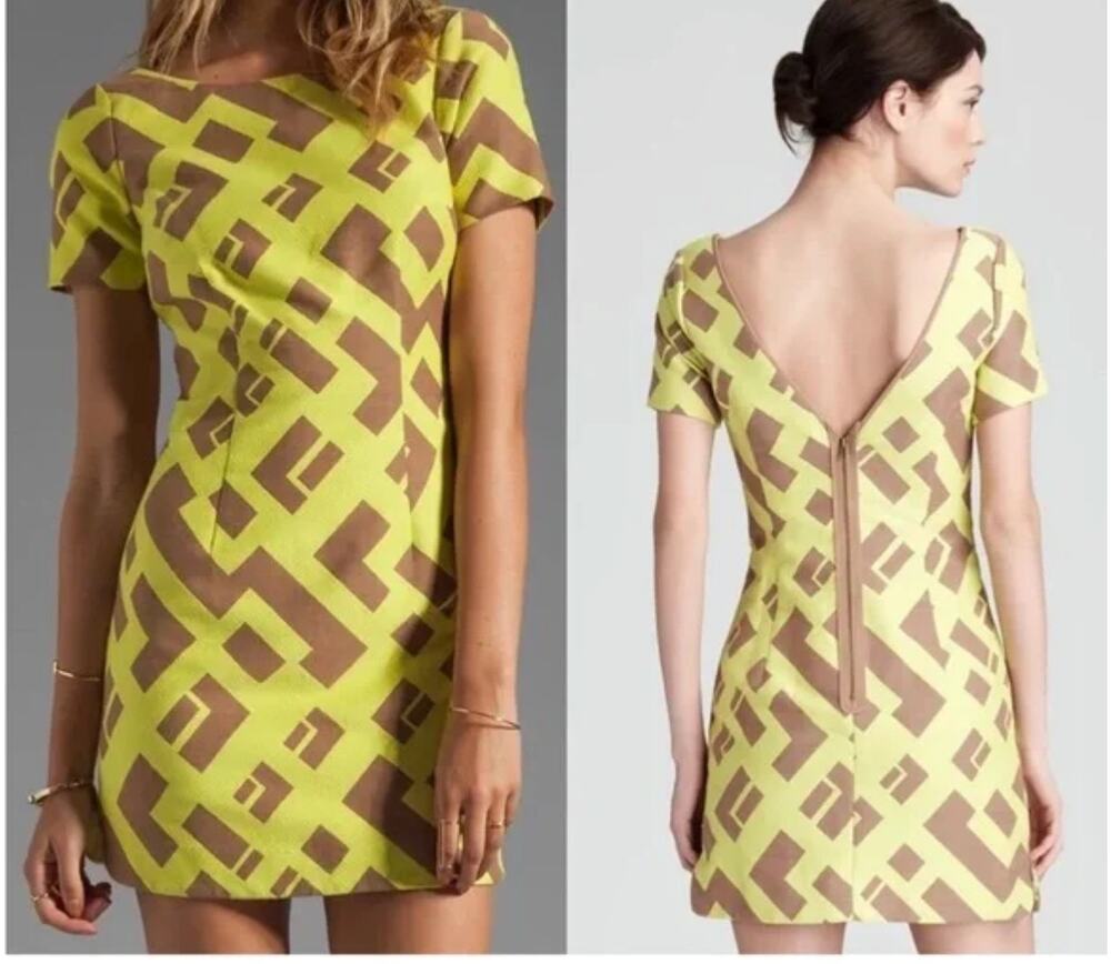 Plenty Tracy Reese Geometric Jacquard Contrast Shift Dress Sulphur Springs 12